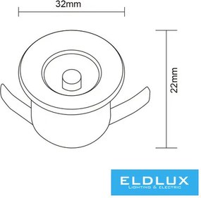 UNIVERSO Mini spot lámpatest 1w 3000k 80lm 30° IP20 Fehér D31x22mm kivágás:D28mm