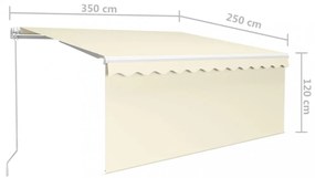krémszínű kézzel kihúzható napellenző redőnnyel 3 x 2,5 m