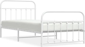 vidaXL fehér fém ágykeret fej- és lábtámlával 107 x 203 cm