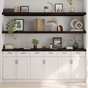sötétbarna kezelt tömör tölgyfa fali polc 220 x 50 x (2-6) cm