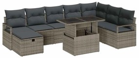 vidaXL Kerti Kanapé Szett párnával tárolóval 9 pcs Szürke Poli rattan