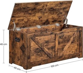 Tároló láda, rusztikus barna 100x40x46cm