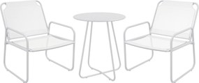 Outsunny Kültéri Kertészeti Szett – 1 Kerek Asztal és 2 Teraszi Szék Acél Vázkarfák és Állítható Lábpárnák Fehér | Aosom