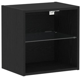 Fali Szekrény LED Fényekkel 2 db Fekete Tölgy 40x30x30 cm