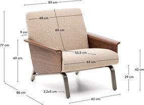 Világosbarna zsenília fotel Amsen – Kave Home