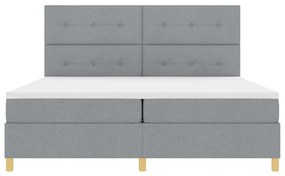 Boxrugós ágy fejtámlával Világosszürke 200 x 200 cm szövet