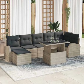 Kerti Kanapé Szett párnával 8 pcs Világosszürke
