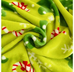 Mikroplüss ágyneműhuzat szett CHRISTMAS TREE zöld + mikroplüss lepedő SOFT 90x200 cm fehér, egyszemélyes ágyra