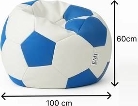 EMI focilabda mintás fehér-kék műbőr babzsákfotel