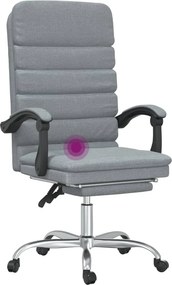 vidaXL világosszürke szövet dönthető irodai masszázsfotel