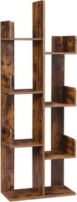 Könyvespolc, tárolópolc, rusztikus barna 50x25x140cm