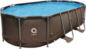Ovális acél szuperrattan medence 427x275x100 cm