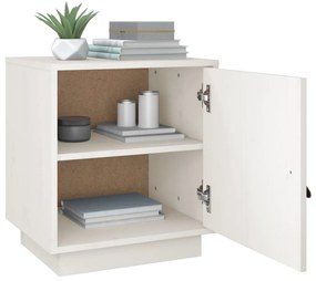 Fehér tömör fenyőfa éjjeliszekrény 40 x 34 x 45 cm