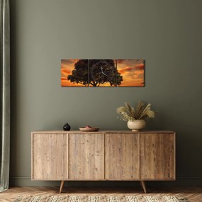 Fa képe naplementével (órával) (90x30 cm)