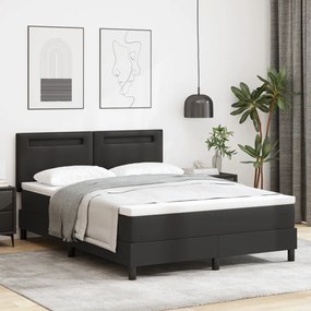 Boxspring Ágy Matracokkal Fekete Színben, 140x190 cm Műbőr