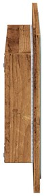 antik fa színű fürdőszobatükör LED-világítással 60x8,5x38 cm
