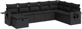 vidaXL 8 részes fekete polyrattan kerti ülőgarnitúra párnákkal