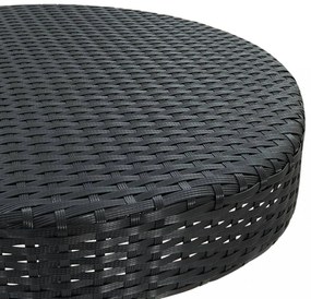 3 részes fekete polyrattan kültéri bárszett párnákkal