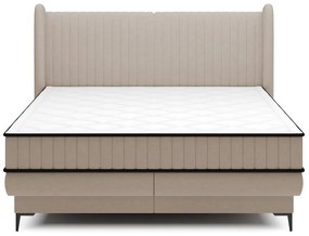 Kontinentális franciaágy 140 cm Dalmo 140 (ágyráccsal) (tárolóhellyel) (közepes bézs + fekete). 1099666