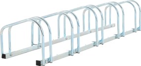 HOMCOM Kerékpártároló Állvány Acél Kerékpártartó Falra vagy Padlóra 145x33x27 cm Ezüst | Aosom