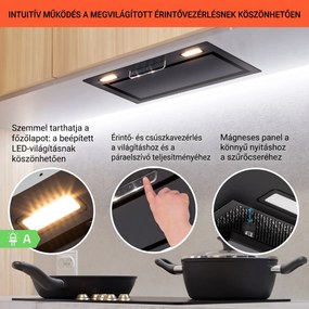 Klarstein Camila beépíthető 60 cm-es, 369 m³/ó LED Touch rozsdamentes acél páraelszívó