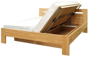 Kétágyas ágy raklappal és tárolóhellyel, tömör fából AMARA 180x200 cm bükk