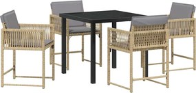 vidaXL Kert étkező szett 5 pcs Bézs polirattan