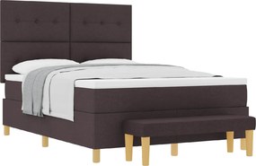 vidaXL Boxrugós ágy matracmal sötétbarna 140 x 190 cm szövet