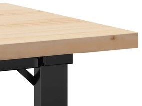tömör fenyőfa és öntöttvas O-vázú dohányzóasztal 80x50x40,5 cm