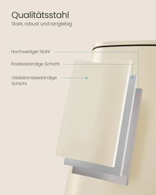 Konyhai szemetes, 30 literes, pedálos kuka, acél, 28,5 x 28,3 x 49,5 cm, homokbézs