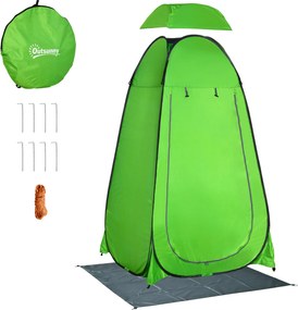 Outsunny Azonnal Felállítható Zuhanysátor, Hordozható Sátor 1 Kampós Zsebbel, Hordtásra Kész Tasakkal és UV 20+ Védelemmel 126x124x189 cm Zöld | Aosom