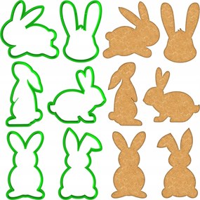 6x Húsvéti Mézeskalácsformák Húsvéti Nyuszik 8cm 6db-os szett