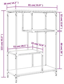 barna tölgyszínű szerelt fa és acél íróasztal 81x36x115 cm