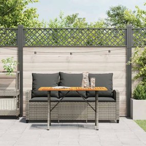 3 személyes szürke polyrattan kerti kanapé asztallal&amp;párnával