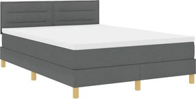 vidaXL LED Box Spring Ágy matracmal Sötétszürke 140 x 190 cm szövet
