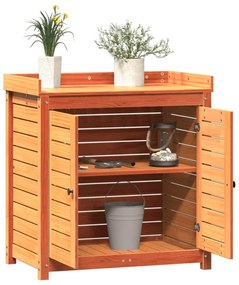 barna tömör fenyőfa ültetőasztal polcokkal 82,5 x 50 x 86,5 cm