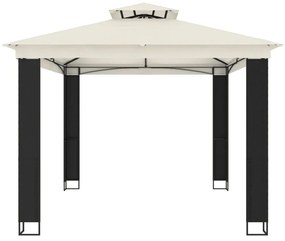 krémszínű acél dupla tetős pavilon 3,94 x 2,96 m