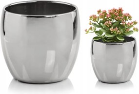 Fedő kerámia ezüst kerek glamour virágokkal 23x22cm