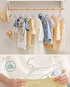 50 darabos csomag gyerek bársony fogasok rózsaarany horgokkal, fehér