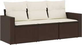 vidaXL 3 részes barna polyrattan kerti ülőgarnitúra párnával