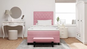 Box Spring Ágy Matraccal &amp; Pad Rózsaszín 120x200 cm Bársony