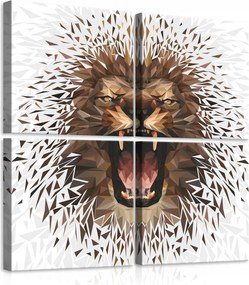 Vászonkép 50x50 Oroszlán üvöltés oroszlán erő vadság geometria low-poly absztrakt energia