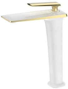 Mexen Punto magasított mosdó csaptelep - fehér / arany (745810-25)