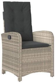 3részes világosszürke polyrattan kerti étkezőgarnitúra párnával