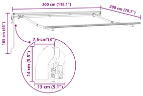 Elektromos Napernyő Váz Húzható 3x2 cm Fém