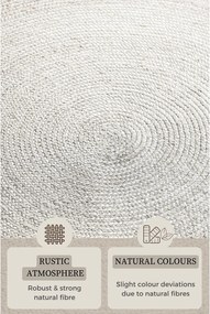 Fehér kétoldalas-kézi szövésű juta kerek szőnyeg ø 140 cm Braided – Hanse Home