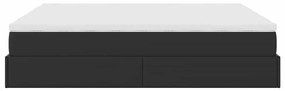 Ottomán ágykeret matracokkal Fekete 180x200cm műbőr