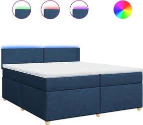vidaXL kék szövet rugós ágy matraccal 200 x 200 cm