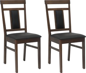 vidaXL Étkezőszék 2 pcs Világosbarna és fekete Tömör Gumi Fa