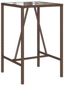 barna polyrattan kültéri bárasztal 70 x 70 x 110 cm